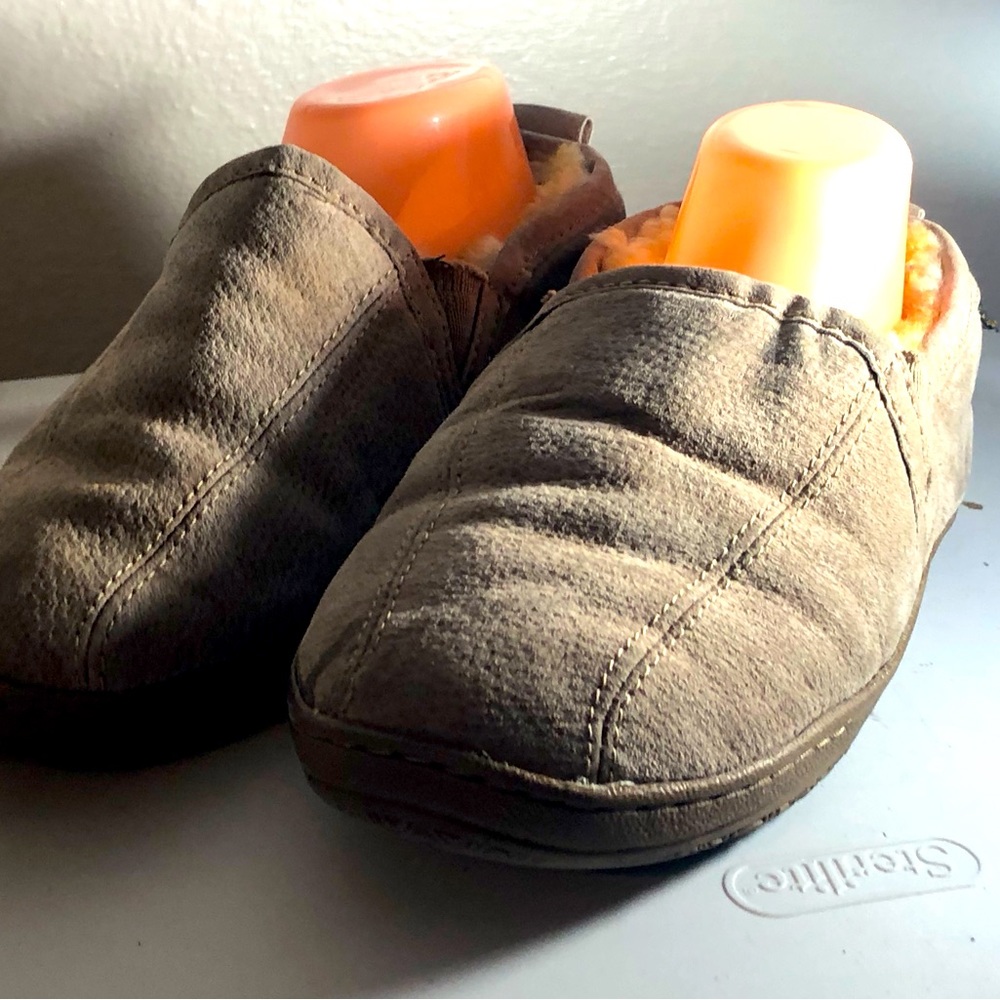 Old Friend Men's Romeo Suede Sheepskin Comfort Slip-On Slippers Shoes Size 9